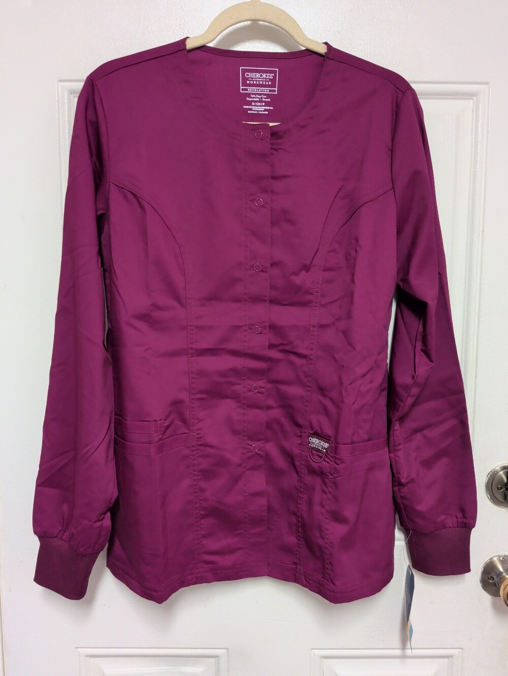 Women's Purple Classic Scrub Jacket Size Small Cherokee Workwear Revolution New